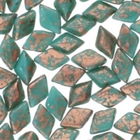 GemDuo-CS6313 - GemDuo 2-Hole Beads - 5x8mm - Copper Splash Green Turquoise (8 Grams - Approx. 55 pcs)