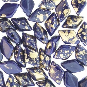 GemDuo-GS3305 - GemDuo 2-Hole Beads - 5x8mm - Gold Splash Royal Opaque Blue (8 Grams - Approx. 55 pcs)