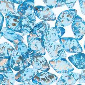 [ 6-1-B-2 ] GemDuo-SS6002 - GemDuo 2-Hole Beads - 5x8mm - Silver Splash Aqua (8 Grams - Approx. 55 pcs)