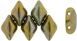 GemDuo-Y5342 - GemDuo 2-Hole Beads - 5x8mm - Opaque Olive - Bronze Vega (approx 55 pcs)