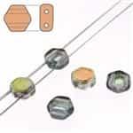 Czech 2-Hole 6mm Honeycomb Beads - HC-00030-98537 Crystal Graphite Rainbow - 25 Count