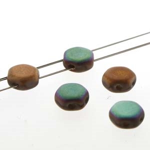 Czech 2-Hole 6mm Honeycomb Beads - HC-00030-98856 - Glittery Matte Bronze - 25 Count