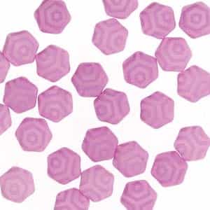 Czech 2-Hole 6mm Honeycomb Beads - HC-02010-29561WB - Silk Laser Pink Web - 25 Count