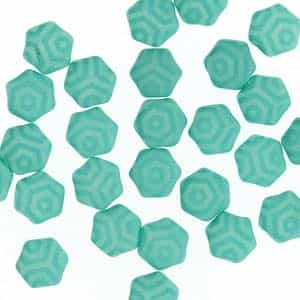 Czech 2-Hole 6mm Honeycomb Beads - HC-02010-29569WB - Silk Laser Turquoise Web - 25 Count