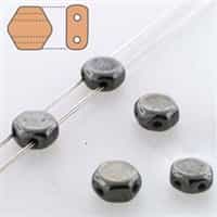 Czech 2-Hole 6mm Honeycomb Beads - HC-23980-14400 Hematite - 25 Count