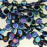 Czech 2-Hole 6mm Honeycomb Beads - HC-23980-21435 Jet Blue Iris - 25 Count