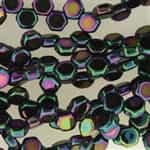 Czech 2-Hole 6mm Honeycomb Beads - HC-23980-21495 Jet Purple Iris - 25 Count