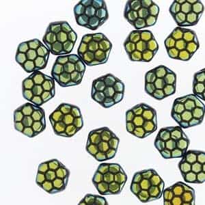 Czech 2-Hole 6mm Honeycomb Beads - HC-23980-28703HC - Jet Laser Core AB - 25 Count