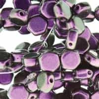 Czech 2-Hole 6mm Honeycomb Beads - HC-94101 - Motley Black Raspberry - 25 Count