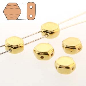 Czech 2-Hole 6mm Honeycomb Beads - HC-GP - 24 Karat Gold Plated - 25 Count