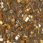 5 Grams HTL-191 M 24K Gold Plated Miyuki Half Tila Beads