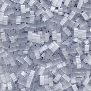 [ 9-2-B-1 ] 5 Grams HTL-2596  Miyuki Silk Pale Light Gray Half Tila Beads