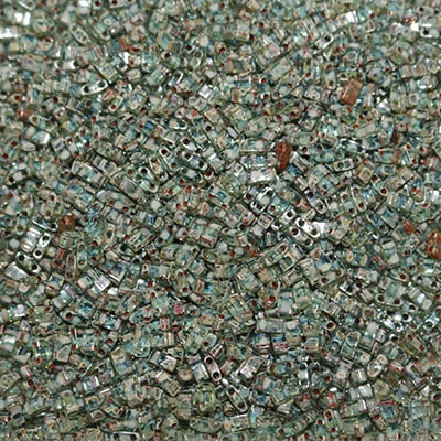 [ 8-3-B-2 ] 5 Grams HTL-4506 Transparent Picasso Moss Agate Miyuki Half Tila Beads
