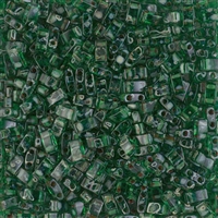 5 Grams HTL-4507 Transparent Green Picasso Miyuki Half Tila Beads