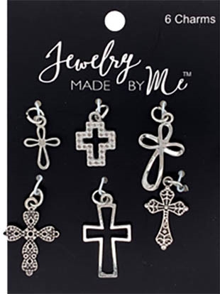 Silver Cross Charms - 6 Piece Multi Set