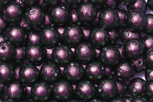 J674-08 - 8mm Rich Green-Black/Purple Cotton Pearl Bead - 1 Pearl