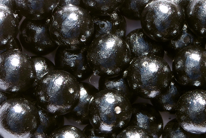 J690-12 - 12mm Black Cotton Pearl Bead - 1 Pearl