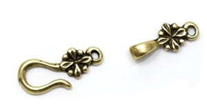 JBB Findings Hook-and-Eye, Antiqued Brass, 24.5x8mm double-sided Flower Clasp