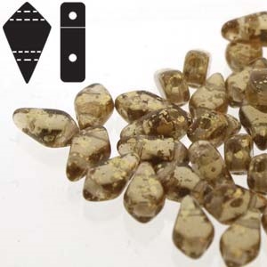 Czech Kite Beads : 9x5mm - KT95-10230-94401 - Gold Splash Smoke Topaz - 25 Count