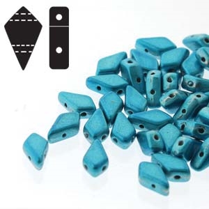 Czech Kite Beads : 9x5mm - KT9523980-24206 - Aqua Metalust - 25 Count