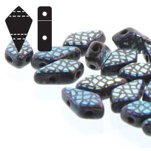 Czech Kite Beads : 9x5mm - KT9523980-28703SS - Jet Laser Snakeskin - 25 Count