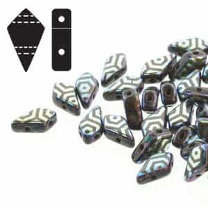 Czech Kite Beads : 9x5mm - KT9523980-28703WB - Jet Laser Web - 25 Count