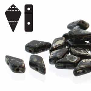 Czech Kite Beads : 9x5mm - KT9523980-43400 - Jet Picasso - 25 Count