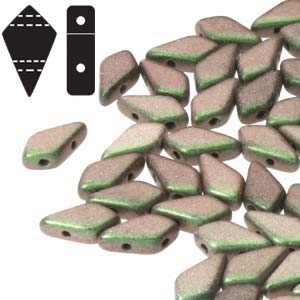 Czech Kite Beads : 9x5mm - KT9523980-94103 - Polychrome Sage & Citrus - 25 Count