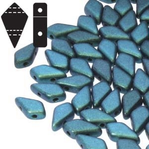 Czech Kite Beads : 9x5mm - KT9523980-94104 - Polychrome Mint Chocolate - 25 Count