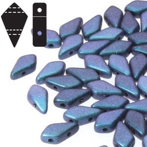 Czech Kite Beads : 9x5mm - KT9523980-94105 - Polychrome Blueberry - 25 Count