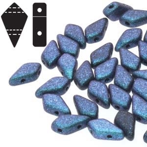Czech Kite Beads : 9x5mm - KT9523980-94109 - Polychrome Dark Capri Blue - 25 Count