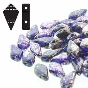 Czech Kite Beads : 9x5mm - KT95-30090-15481 - Silver Splash Cobalt - 25 Count