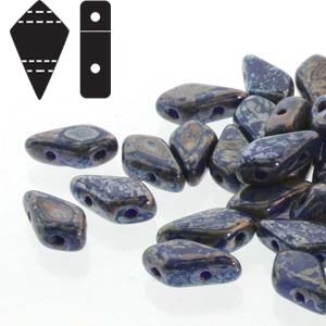 Czech Kite Beads : 9x5mm - KT9533050-43400 - Royal Blue Picasso - 25 Count