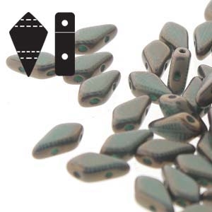 Czech Kite Beads : 9x5mm - KT9563120-84415F - Turquiose Laset Matte Feather - 25 Count