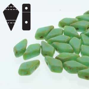 Czech Kite Beads : 9x5mm - KT95063120-86805 - Truquoise Dark Travertin - 25 Count