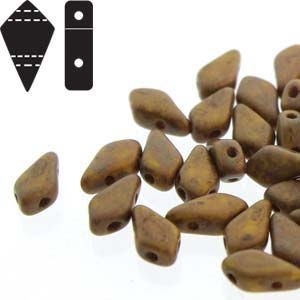 Czech Kite Beads : 9x5mm - KT9583120-85695 - Lemon Matte Bronze Picasso - 25 Count