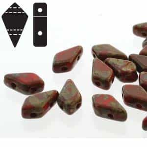 Czech Kite Beads : 9x5mm - KT9593190-86800 - Red Travertin - 25 Count