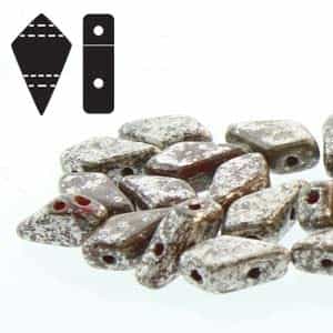 Czech Kite Beads : 9x5mm - KT95-93200-15481 - Silver Splash Opaque Red - 25 Count
