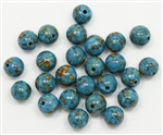 MT822 - 8mm Round Mosaic Blue Turquoise Beads - 10 Count