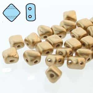 Czech Silky 2-Hole Beads "Mini" 5x5mm - MiniCZS-00030-01710 - Bronze Pale Gold - 40 Bead Strand