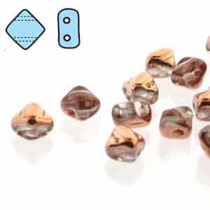 Czech Silky 2-Hole Beads "Mini" 5x5mm - MiniCZS-00030-27101 - Crystal Capri - 40 Bead Strand