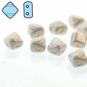 Czech Silky 2-Hole Beads "Mini" 5x5mm - MiniCZS-02010-14400 - Chalk Luster - 40 Bead Strand