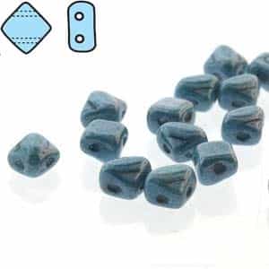 Czech Silky 2-Hole Beads "Mini" 5x5mm - MiniCZS-02010-14464 - Blue Luster - 40 Bead Strand
