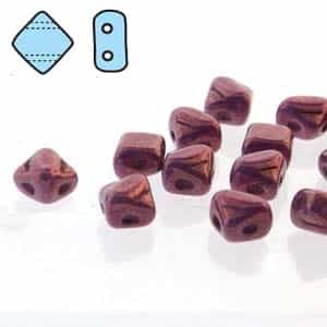 Czech Silky 2-Hole Beads "Mini" 5x5mm - MiniCZS-02010-15726 - Purple Vega - 40 Bead Strand