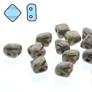 Czech Silky 2-Hole Beads "Mini" 5x5mm - MiniCZS-02010-65431 - Lazure Blue - 40 Bead Strand