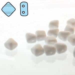 Czech Silky 2-Hole Beads "Mini" 5x5mm - MiniCZS-03000 - Chalk - 40 Bead Strand