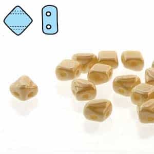 Czech Silky 2-Hole Beads "Mini" 5x5mm - MiniCZS-13010-14400 - Ivory Luster - 40 Bead Strand