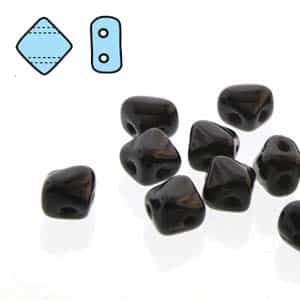 Czech Silky 2-Hole Beads "Mini" 5x5mm - MiniCZS-23980 - Jet - 40 Bead Strand