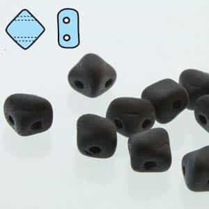Czech Silky 2-Hole Beads "Mini" 5x5mm - MiniCZS-23980-84110 - Matte Jet - 40 Bead Strand