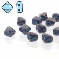 Czech Silky 2-Hole Beads "Mini" 5x5mm - MiniCZS-63030-15495 - Blue Turquoise Lumi - 40 Bead Strand